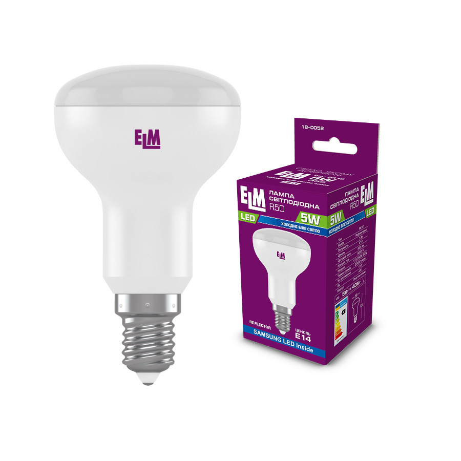 Лампа світлодіодна рефлекторна R50 ELM 5W PA10 E14 4000K